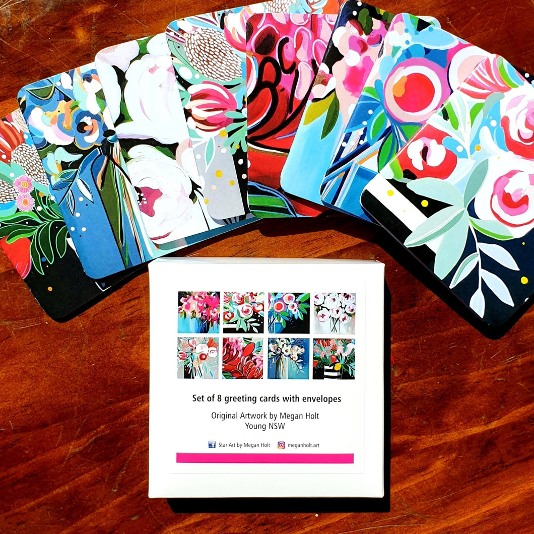 Square Flower Greeting Card Set